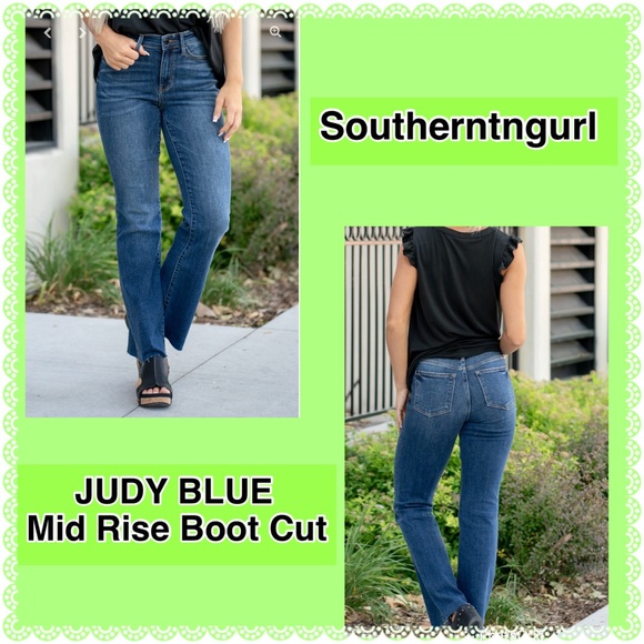 NWT JUDY BLUE Mid Rise Bootcut Dark Wash Non Distressed Jeans - Picture 1 of 15